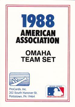 1988 ProCards #NNO Omaha Royals Checklist Front