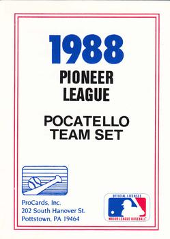 1988 ProCards #NNO Pocatello Giants Checklist Front