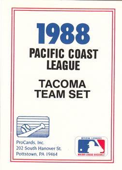 1988 ProCards #NNO Tacoma Tigers Checklist Front