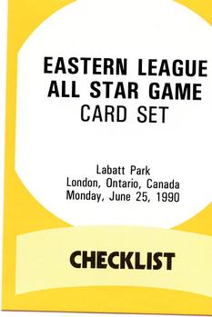 1990 ProCards Eastern League All-Stars #EL1 Checklist Front