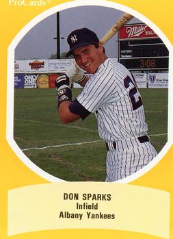 1990 ProCards Eastern League All-Stars #EL2 Don Sparks Front