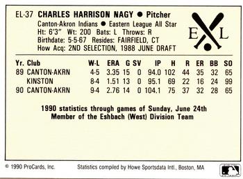 1990 ProCards Eastern League All-Stars #EL37 Charles Nagy Back