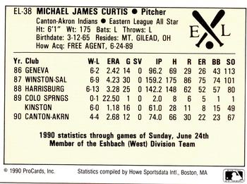 1990 ProCards Eastern League All-Stars #EL38 Mike Curtis Back