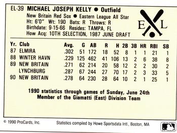 1990 ProCards Eastern League All-Stars #EL39 Mike Kelly Back