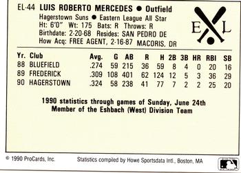 1990 ProCards Eastern League All-Stars #EL44 Luis Mercedes Back