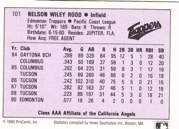 1990 ProCards AAA #101 Nelson Rood Back