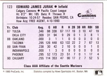 1990 ProCards AAA #123 Ed Jurak Back