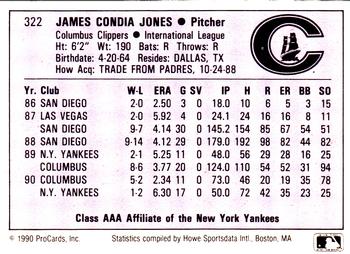 1990 ProCards AAA #322 Jimmy Jones Back