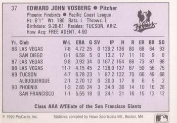 1990 ProCards AAA #37 Ed Vosberg Back