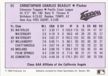 1990 ProCards AAA #85 Chris Beasley Back