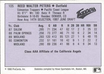 1990 ProCards AAA #105 Reed Peters Back