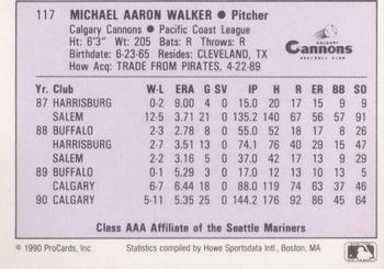 1990 ProCards AAA #117 Mike Walker Back