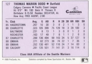 1990 ProCards AAA #127 Tom Dodd Back