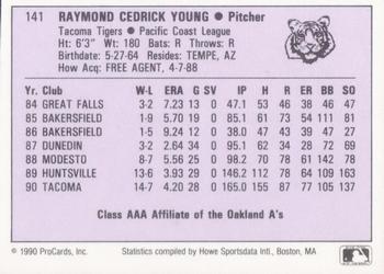1990 ProCards AAA #141 Ray Young Back
