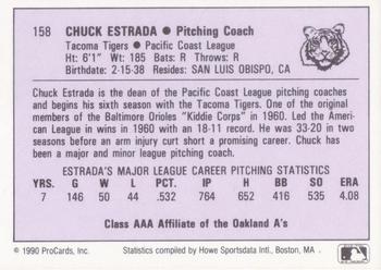 1990 ProCards AAA #158 Chuck Estrada Back