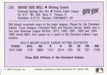 1990 ProCards AAA #236 Buddy Bell Back