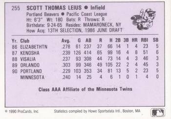 1990 ProCards AAA #255 Scott Leius Back