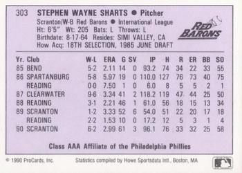 1990 ProCards AAA #303 Steve Sharts Back