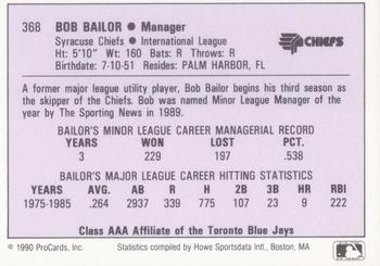 1990 ProCards AAA #368 Bob Bailor Back