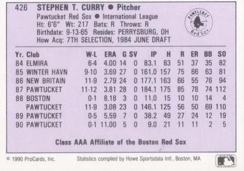 1990 ProCards AAA #426 Steve Curry Back