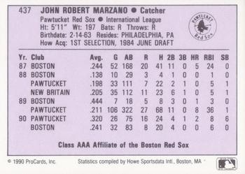 1990 ProCards AAA #437 John Marzano Back