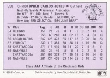 1990 ProCards AAA #558 Chris Jones Back
