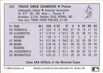 1990 ProCards AAA #565 Travis Chambers Back