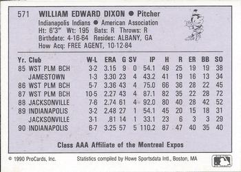 1990 ProCards AAA #571 Eddie Dixon Back