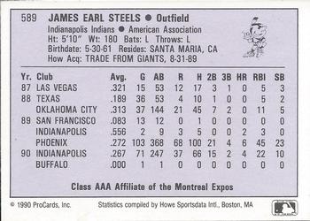 1990 ProCards AAA #589 James Steels Back