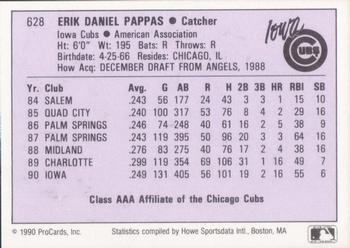 1990 ProCards AAA #628 Erik Pappas Back