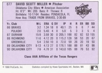 1990 ProCards AAA #677 David Miller Back