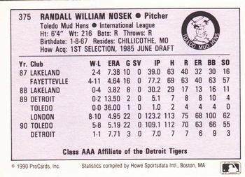 1990 ProCards AAA #375 Randy Nosek Back