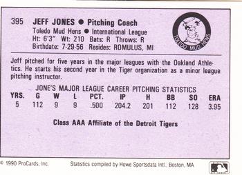 1990 ProCards AAA #395 Jeff Jones Back