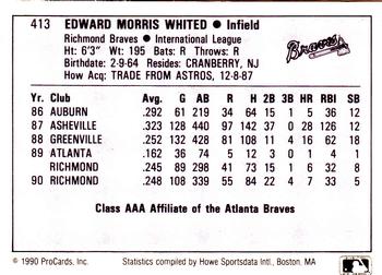 1990 ProCards AAA #413 Ed Whited Back