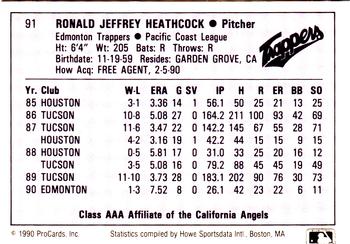 1990 ProCards AAA #91 Jeff Heathcock Back