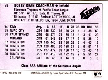 1990 ProCards AAA #98 Pete Coachman Back
