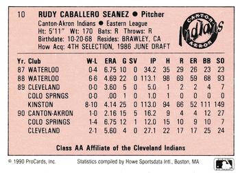 1990 ProCards A and AA #10 Rudy Seanez Back