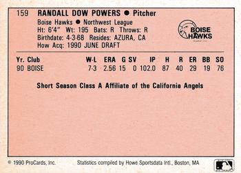 1990 ProCards A and AA #159 Randy Powers Back