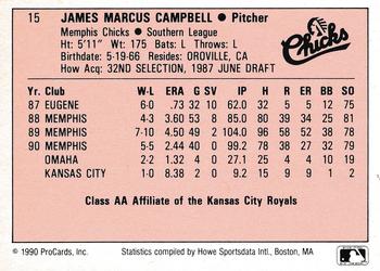1990 ProCards A and AA #15 Jim Campbell Back