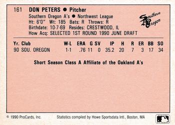 1990 ProCards A and AA #161 Don Peters Back