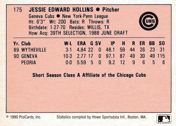 1990 ProCards A and AA #175 Jessie Hollins Back