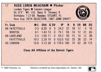 1990 ProCards A and AA #17 Rusty Meacham Back