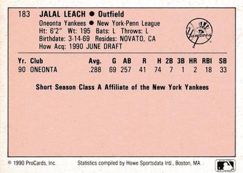 1990 ProCards A and AA #183 Jalal Leach Back