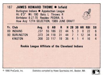 1990 ProCards A and AA #187 Jim Thome Back