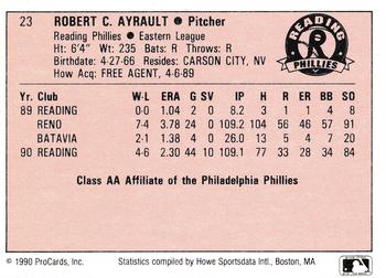 1990 ProCards A and AA #23 Bob Ayrault Back
