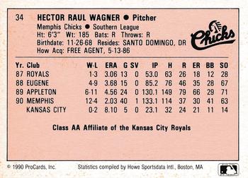 1990 ProCards A and AA #34 Hector Wagner Back