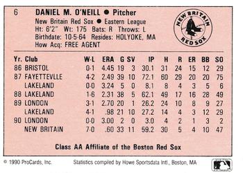 1990 ProCards A and AA #6 Dan O'Neill Back