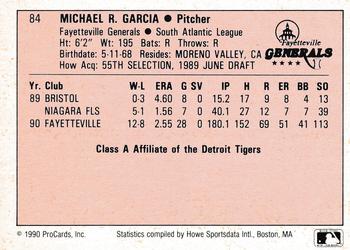 1990 ProCards A and AA #84 Mike Garcia Back
