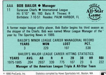 1990 ProCards Triple A All-Stars #AAA11 Bob Bailor Back