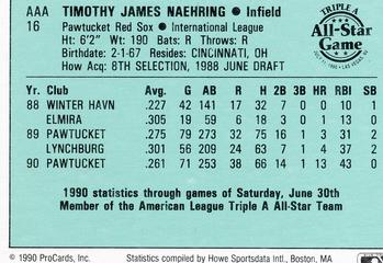 1990 ProCards Triple A All-Stars #AAA16 Tim Naehring Back